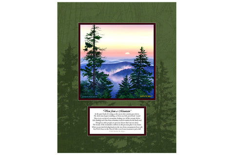 "Smoky Mtn. Sunset" Canvas with Poem  Printed Border