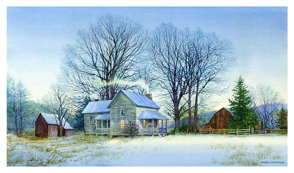 "Watson Lane Winter Farm" Original Watercolor